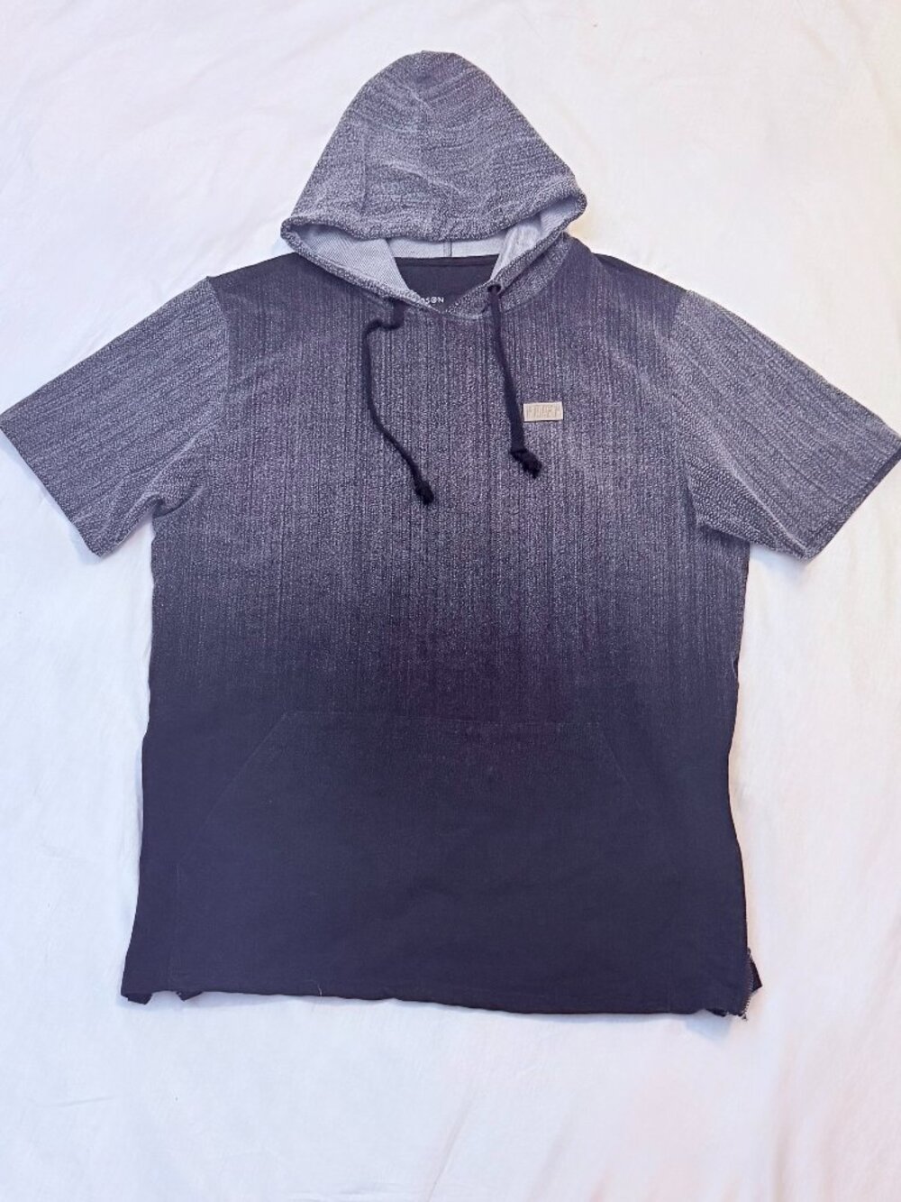 Hudson Outerwear Ombre Short Sleeve Hoodie Gray Black XL Mens